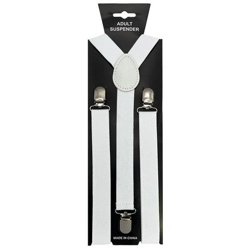 01876 Solid Colour Suspenders in White