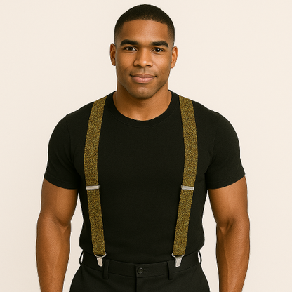 Glitter Suspenders in Gold