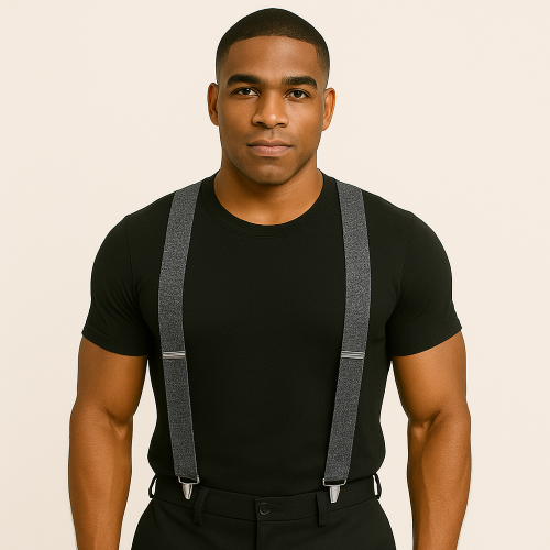 Glitter Suspenders in Silver Grey