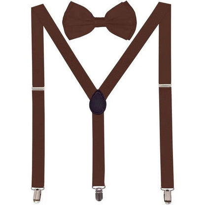 10888 Bow Tie & Suspender Box Set in Dark Brown 