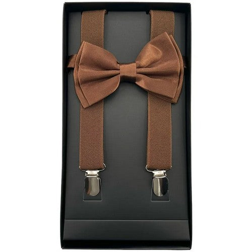 Bow Tie & Suspender Box Set in Dark Brown