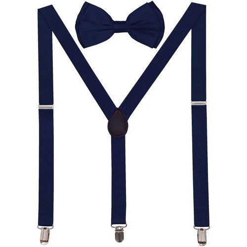 10952 Bow Tie & Suspender Box Set in Navy