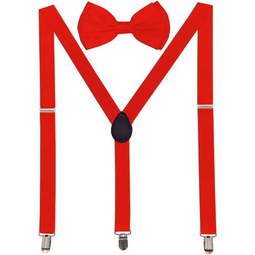10870 Bow Tie & Suspender Box Set in Red 
