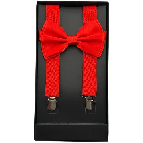 Bow Tie & Suspender Box Set in Red