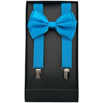 Bow Tie & Suspender Box Set in Turquoise