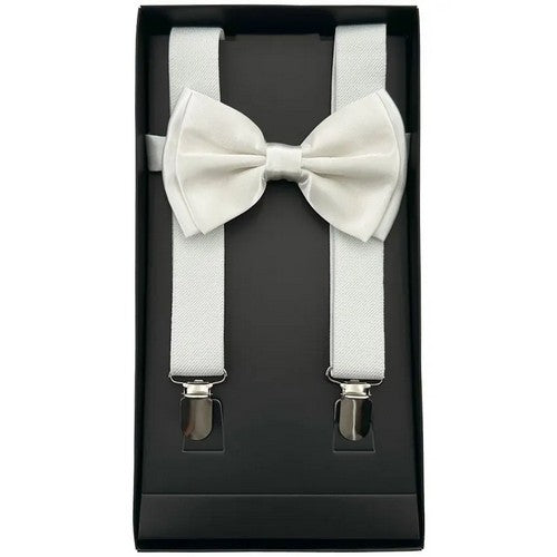 Bow Tie & Suspender Box Set in White