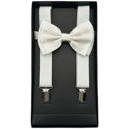 Bow Tie & Suspender Box Set in White