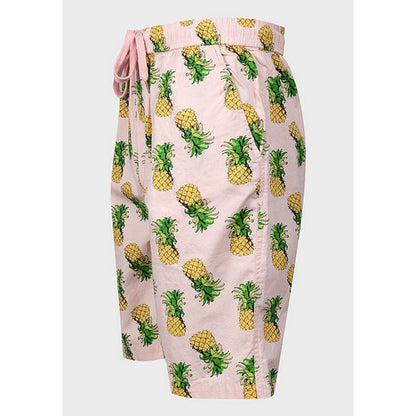 Brave Soul Pineapple Cotton Swim Trunk Shorts Pink