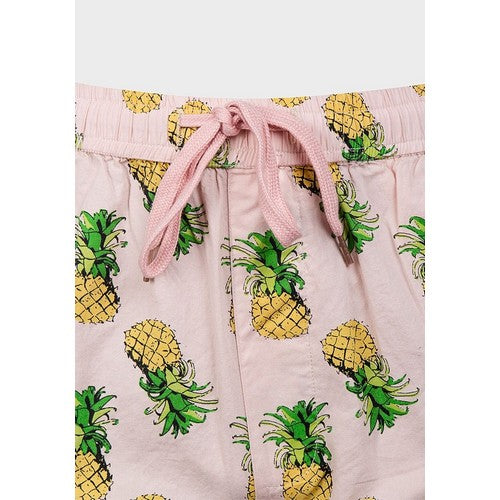 Brave Soul Pineapple Cotton Swim Trunk Shorts Pink