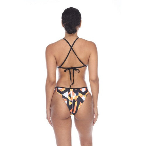 Geo Print Triangle Bikini Orange/Black