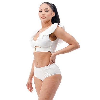 Cutie Frill 2pc Bikini White