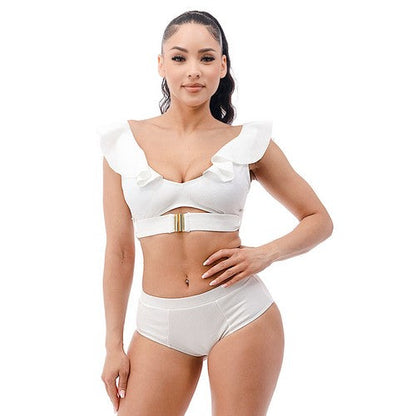 NSW5306/ NSE5306 Cutsie Frill 2pc Bikini White