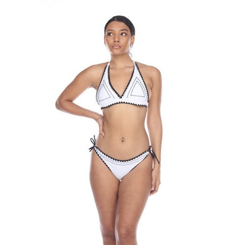 NSW5249 Boho Crochet-Effect 2pc Bikini White/Black
