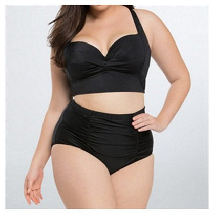 PSM030 High Waist 2pc Plus Size Bikini Black