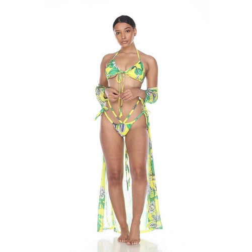 NSW5262 Tropical Vibe 3pc Bikini Cover Set in Green