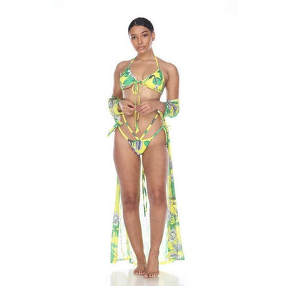 NSW5262 Tropical Vibe 3pc Bikini Cover Set in Green