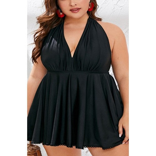 L306PLUS Halter Dress Plus Size 1pc Bathing Suit