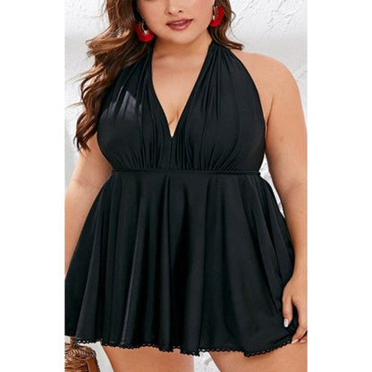 L306PLUS Halter Dress Plus Size 1pc Bathing Suit