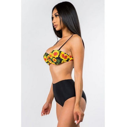Sunflower High Waist 2pc Bikini Set in Yellow