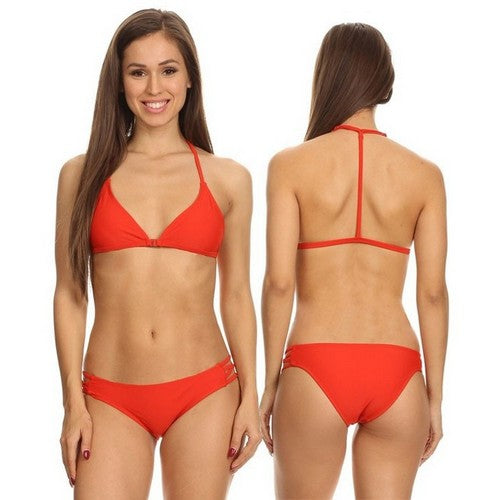 Strappy Triangle 2pc Bikini Set in Red