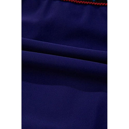 Plus Size Embroidered High Waist 2pc Bikini in Navy Blue