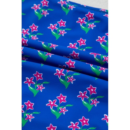 Plus Size Floral High Waist 2pc Bikini in Blue