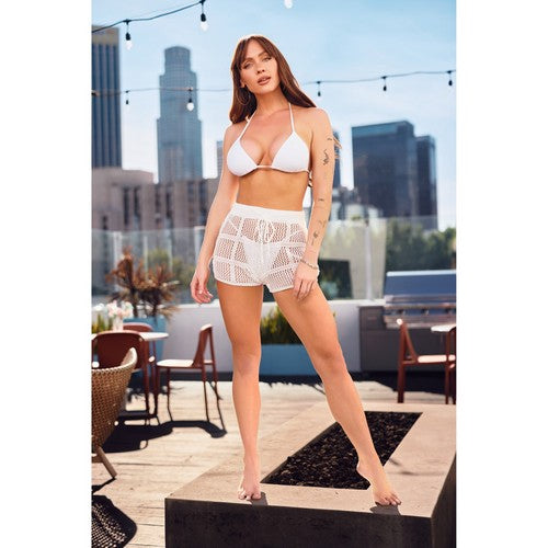 Crochet Cover Up Shorts in White