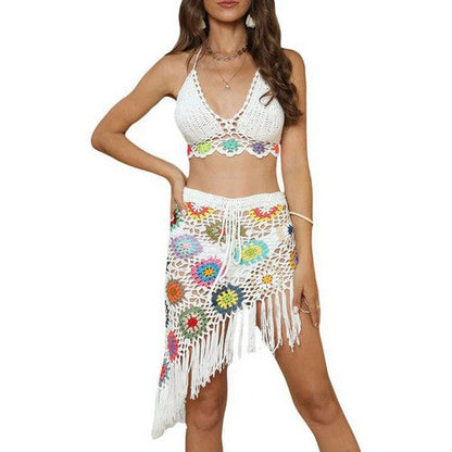Boho Bloom Crochet Co-Ord Set in White