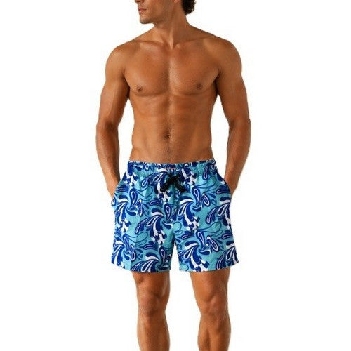 SS-1030 Splash Print Swim Trunk Shorts in Blue