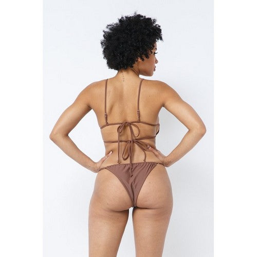 Bandeau Tube Bikini Set in Brown