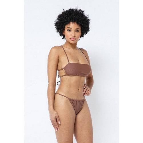 Bandeau Tube Bikini Set in Brown