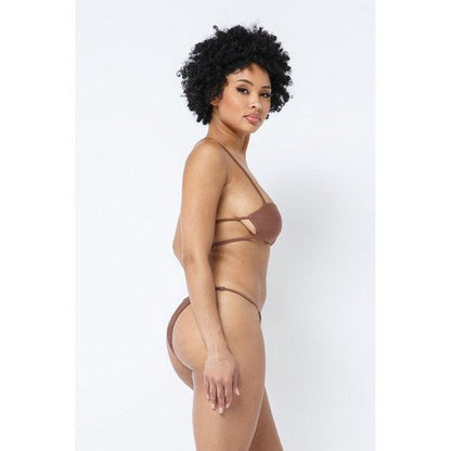 Bandeau Tube Bikini Set in Brown