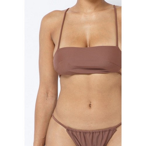 Bandeau Tube Bikini Set in Brown