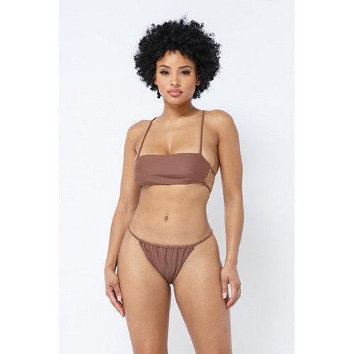 22595 Bandeau Bikini Set in Camel Brown