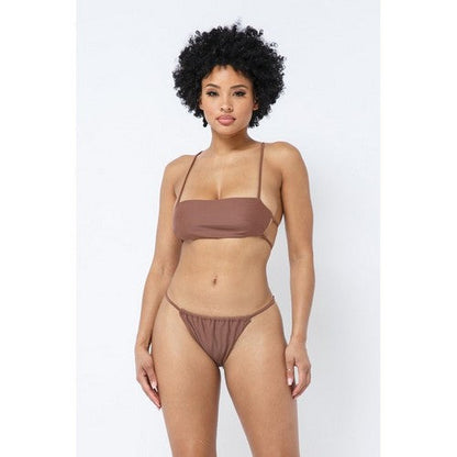 22595 Bandeau Bikini Set in Camel Brown