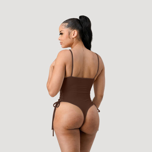 Lace-Up Side Bathing Suit in Mocha