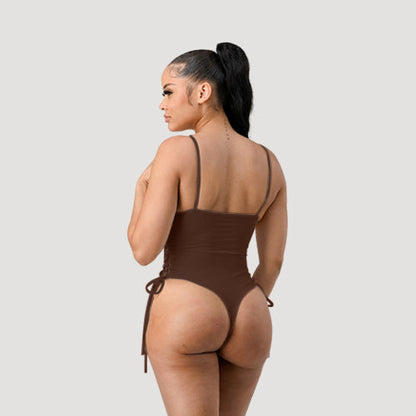 Lace-Up Side Bathing Suit in Mocha