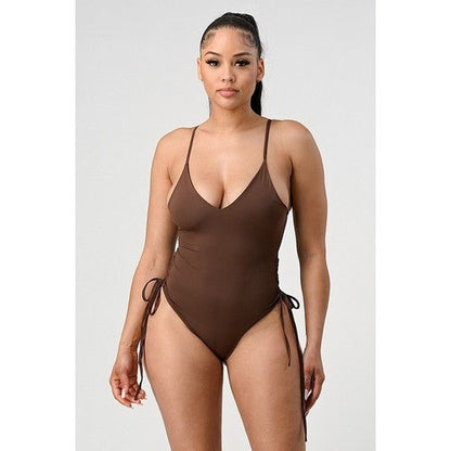 Lace-Up Side Bathing Suit in Mocha