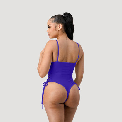 Lace-Up Side Bathing Suit in Royal Blue
