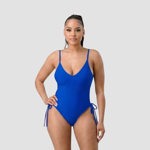 Lace-Up Side Bathing Suit in Royal Blue