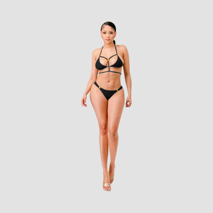 Strappy Ring Detail Bikini in Black