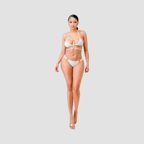 Strappy Ring Detail Bikini in White