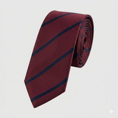 Cedar Wood State Skinny Stripe Tie Burgundy/Navy
