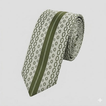 Umo Lorenzo Slim Tie in Geo Print Olive