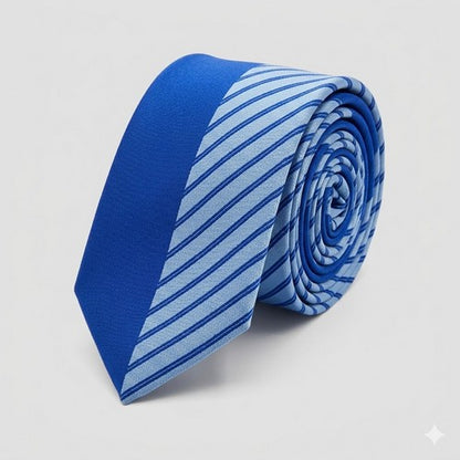 Umo Lorenzo Slim Tie in Half Stripe Blue