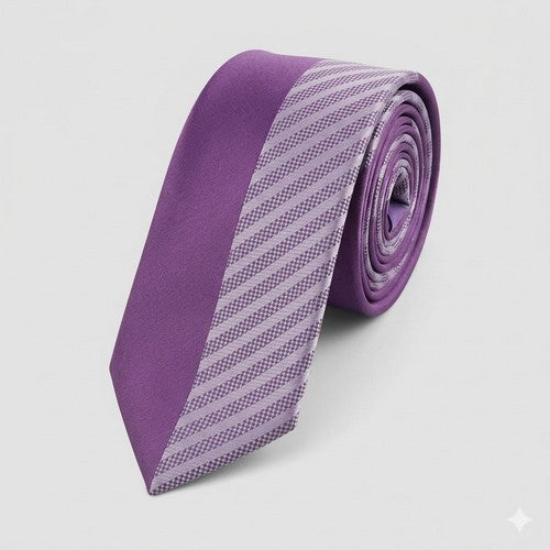 Umo Lorenzo Slim Tie in Half Stripe Lavender
