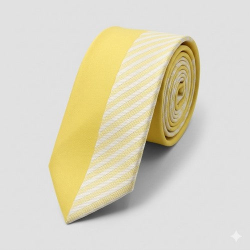 Umo Lorenzo Slim Tie in Half Stripe Yellow