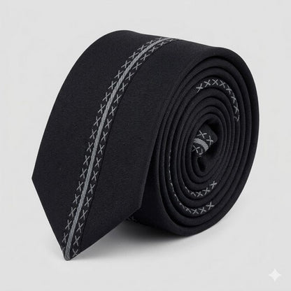 Umo Lorenzo Slim Tie in X Design Black