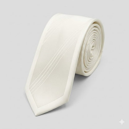 Umo Lorenzo Slim Tie in Ivory Stripe