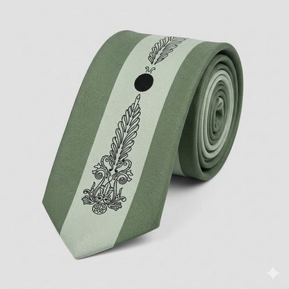 Umo Lorenzo Slim Tie in Panel Motif Green